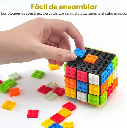 Vista 2 de Speed Cube - Cubo de ladrillo integrado de 3 x 3 x 3 pulgadas con bloques de construcción, rompecabezas de cubo mágico, juguetes creativos