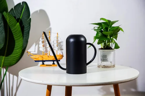 Vista 6 de Regadera de metal con boquilla larga de 40 oz/1.3 L, regadera de acero inoxidable para plantas de interior y exterior, negro mate