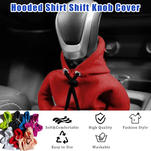 Vista 5 de Funda para palanca de cambios de automóvil, sudadera con capucha, cubierta para perilla de palanca de cambios automática, accesorios interiores