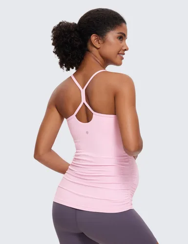 Vista 2 de CRZ YOGA Butterluxe - Camiseta sin mangas de maternidad con espalda en Y para mujer, fruncida, básica, sin mangas, atlética, para yoga