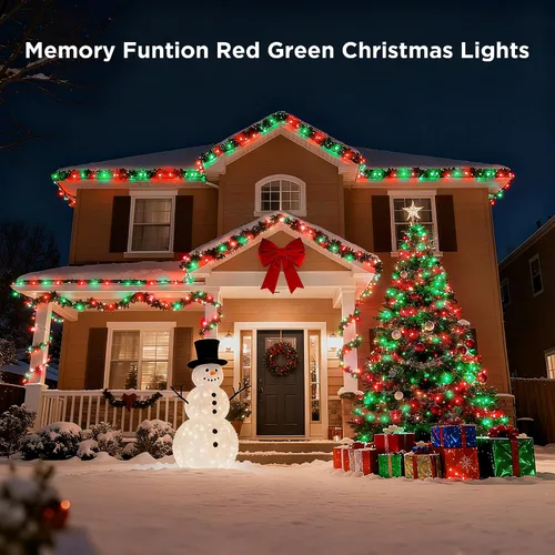 Vista 7 de BlcTec Luces de Navidad para interiores y exteriores, 300 luces LED de 108 pies con certificación UL para árbol de Navidad con 8 modos