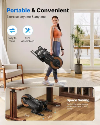 Vista 6 de Sitting Under Desk Elliptical Machine, Leg Exerciser While Sitting for Seniors, Seated Pedal Exerciser, Quiet & Portable Pedal Exerciser with 8