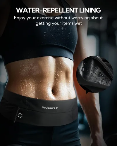 Vista 5 de WATERFLY Cinturón para Correr Riñonera: Bolsa de Cintura Delgada para Hombres Mujeres, Soporte para Teléfono de Fitness para Entrenamiento Maratón