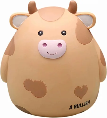 Vista 11 de H&W Alcancía de vaca, tamaño L, caja de monedas irrompible para niños, lindo banco de dinero de animales para cumpleaños para niños y niñas, cajas