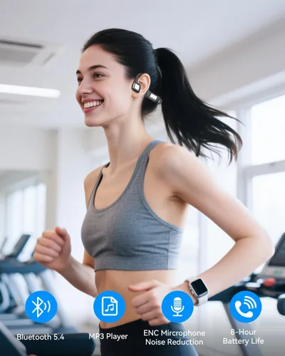 Vista 7 de MONODEAL Auriculares de conducción ósea, auriculares de natación, IP68 impermeables Bluetooth 5.4, memoria MP3 de 32 GB integrada, auriculares
