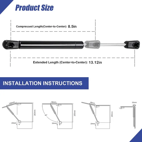 Vista 2 de 13 "100 lbs/445N gas Spring Shock Struts Material de la tubería de acero de alta precisión La carga es más grande, el interruptor de choque
