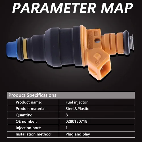 Vista 7 de Juego de 8 inyectores de combustible Motor de 4.6L 5.0L 5.4L 5.8L Compatible con F-ord F150 F250 F350 y más Reemplazar # 0280150718