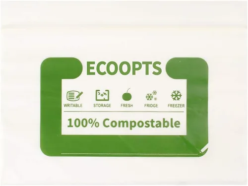 Vista 4 de Bolsa con cremallera 100% compostable para aperitivos Bolsas de almacenamiento pequeñas ecológicas Bolsa para congelador A base de plantas sin