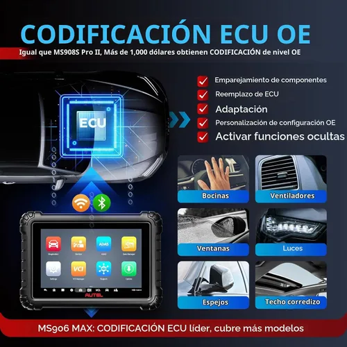 Vista 3 de Autel Escáner bidireccional MS906 MAX: MS906MAX 2026 Actualizado de MS906 Pro MP900BT con ECU C0ding, DoIP, CANFD, FCA SGW AutAuth, escaneo de todo