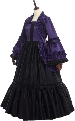 Vista 7 de GRACEART Vestido victoriano para mujer renacentista rococó (vestido con falda de aro)