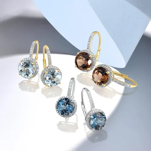 Vista 3 de Santuzza 10K Solid Gold Genuine Diamond Leverback Dangle Earrings for Women