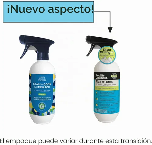 Vista 2 de Pet Life Unlimited SuperFoam para manchas y olores de mascotas, hoja de enebro, 16 onzas líquidas