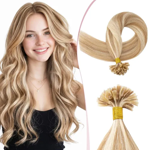 Vista 18 de SEGO Extensiones de cabello humano real con punta K, extensiones de cabello humano real, con punta en U, sin costuras, previamente adheridas