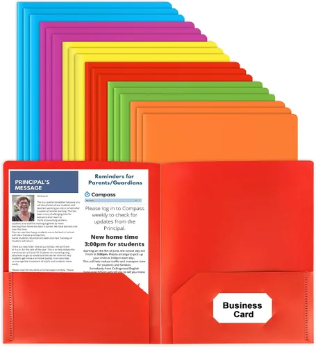 Vista 9 de 5 carpetas de archivos con bolsillos, carpetas de archivos de color papel para documentos