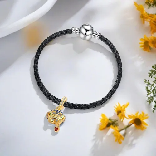 Vista 4 de Sun Celetic Kont Girl Crown Infinite Flower Key Lock Charm para pulsera Pandora
