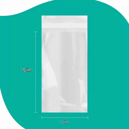 Vista 2 de iMailer - Paquete de 500 - Bolsas de celofán para dulces de 3" x 5" con autosellado - Pequeñas bolsas de plástico de polietileno para panadería