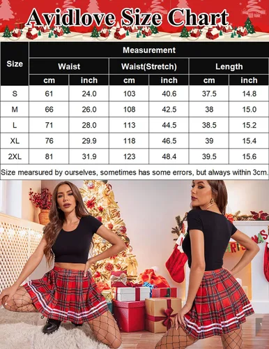 Vista 6 de Avidlove Falda plisada para mujer, uniforme escolar, minifalda plisada para animar