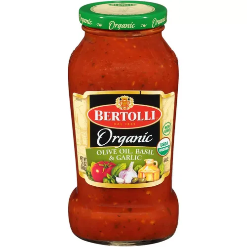 Vista 5 de Bertolli orgánico aceite de oliva salsa de pasta de albahaca y ajo - 4 tarros de vidrio 24 oz680g cada uno