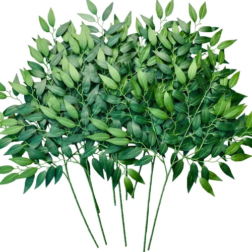 Vista 8 de 24 Piezas Tallos de Vegetación Artificial de Ruscus Italiano de Seda Plantas en Aerosol de Vegetación para Arco de Boda DIY Relleno de Ramo Centros