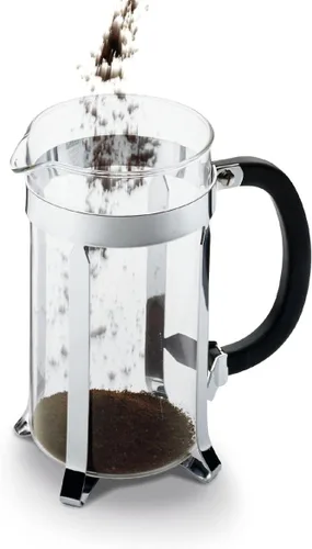 Vista 2 de Bodum Caffettiera Cafetera de prensa francesa, tapa de plástico negro y marco de acero inoxidable, 8 tazas, 34 onzas
