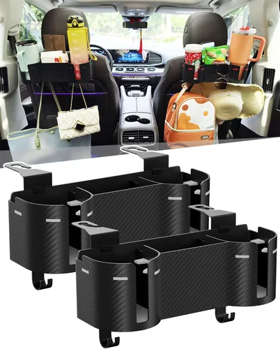 Vista 8 de Soporte para portavasos de asiento trasero de automóvil de 3.7 pulgadas con organizador, organizador de respaldo de asiento 4 en 1 de alta capacidad