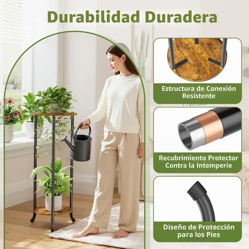 Vista 5 de Simple Trending Soporte para plantas para interiores y exteriores, 29.4 pulgadas de alto, estante de almacenamiento de flores, juego de 2, estante
