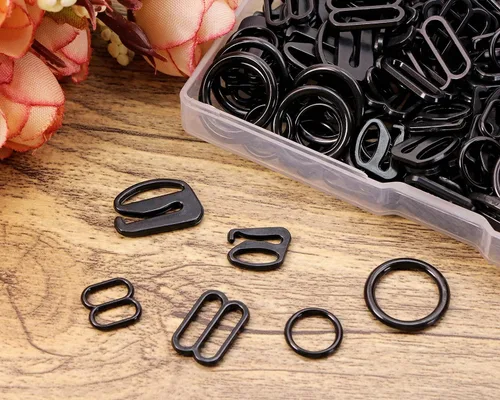 Vista 3 de Tupalizy 240 ganchos de correa de sujetador para coser bikini halter traje de baño tops lencería anillos nylon traje de baño clips cierre deslizantes
