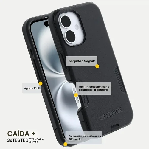 Vista 6 de OtterBox Funda para iPhone 16 Commuter Series - Jeans azul bebé, funda delgada y protectora para iPhone, de doble capa, absorción de impactos