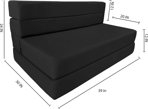 Vista 2 de D&D Futon Furniture Colchón plegable de espuma, tumbona para silla, sofá cama estudio para invitados, individual XL, 80 x 39 x 6 pulgadas de grosor