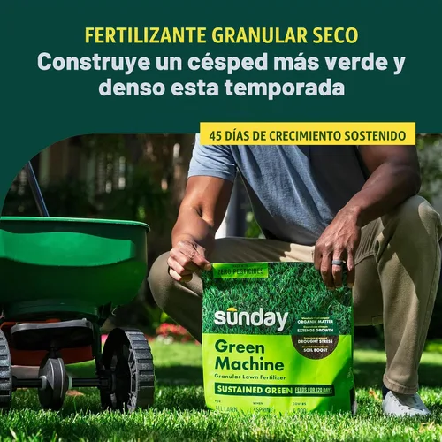 Vista 2 de Sunday Lawn Kickstart + Green Machine - Paquete mixto de fertilizantes granulares para césped, Green-Up rápido + crecimiento sostenido, 25-0-4