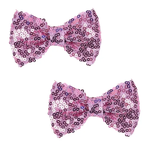 Vista 4 de Love Fairy - Horquilla de lazo con purpurina de 3 pulgadas, clip de lentejuelas brillantes para niñas, adolescentes y mujeres (negro)