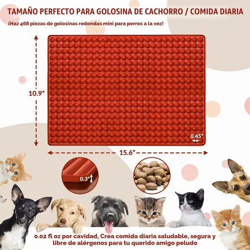 Vista 5 de HKNMTT Moldes de Silicona Mini Forma Redonda, 468 Cavidades Bandeja de Horneado de Pequeñas Semi Esferas Moldes para Golosinas para Perros y Dulces