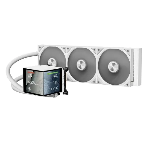 Vista 16 de TRYX Panorama 280 Blanco 280mm AIO Pantalla AMOLED L-Forma de 6.67'' Efecto 3D Anamorfo Display Personalizable Enfriador AIO 280mm Bomba Asetek 8ª