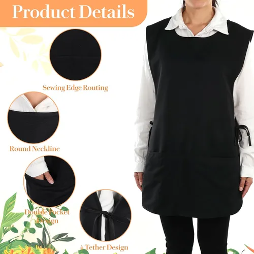 Vista 4 de Sibba Delantal unisex con 2 bolsillos, chaleco Waterdrop Cobbler Delantal con lazos laterales Ultraligero Chef Camarero Trabajo Monos para Trabajo