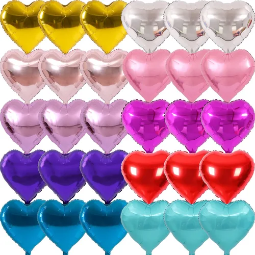 Vista 10 de 100 globos en forma de corazón de 5 pulgadas, globos de aluminio de Mylar de papel de aluminio para decoración de mujeres y niñas, día de San