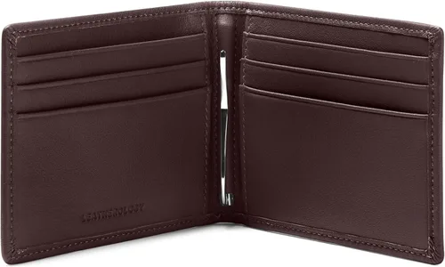 Vista 5 de Leatherology - Cartera delgada y plegable RFID para hombre con clip