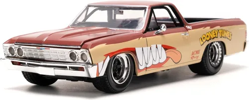 Vista 2 de Jada Looney Tunes 1:24 1967 Chevy El Camino - Coche fundido a presión y figura del diablo de Tasmania de 2.75 pulgadas, juguetes para niños y adultos
