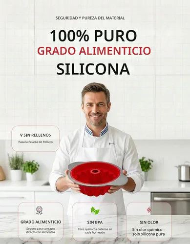 Vista 4 de Boxiki Kitchen Molde para pastel de libra de silicona antiadherente premium – Estructura de acero resistente, libre de BPA y PFOA – Molde para Rojo