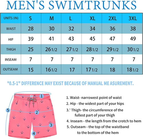 Vista 6 de Biwisy Mens Swim Trunks Quick Dry Beach Shorts Mesh Lining Swimwear Bathing Suits with Pockets