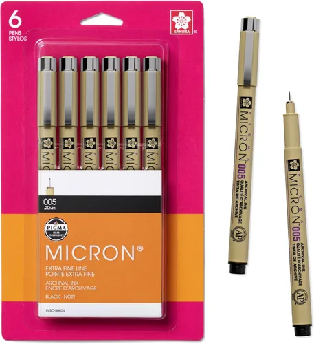 Vista 13 de SAKURA Pigma Micron 50131 - Bolígrafos fineliner, tamaño de 10 puntas, tinta negra archival, paquete de 6