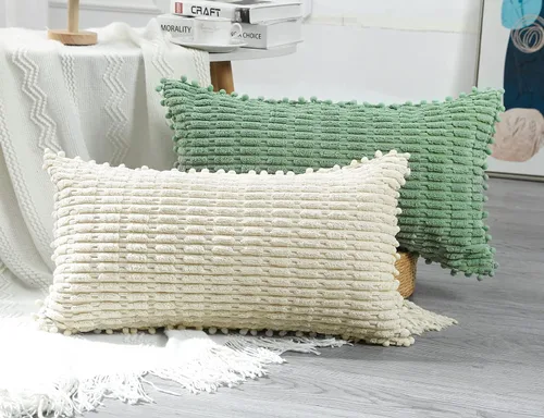 Vista 3 de PANOD Funda decorativa larga de almohada lumbar de 14 x 20 pulgadas, bohemia, súper suave y afelpada moderna, funda de almohada rectangular larga