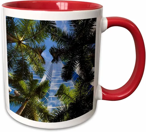 Vista 7 de 3dRose Estados Unidos, Florida, Miami, Brickell Avenue, edificios de gran altura. Taza negra de dos tonos de 11 oz