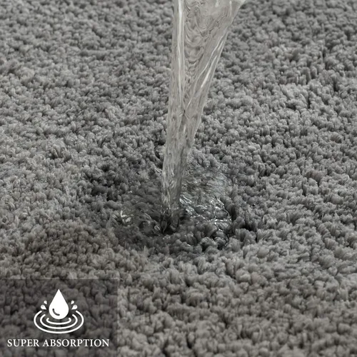 Vista 5 de MIULEE Juego de 3 alfombras y tapetes de baño extra gruesos de microfibra antideslizante y tapete de baño de contorno en forma de U para baño, baño
