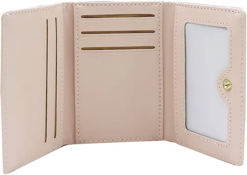 Vista 7 de Eilova Orityle Cartera triple plegable para mujer, brillante, holográfica, moneda, monedero, tarjetero organizador, Púrpura