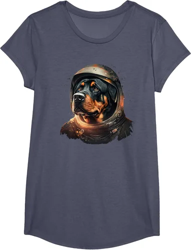 Vista 13 de Divertida camiseta Rottweiler con diseño de astronauta rottweiler en galaxia espacial, Negro