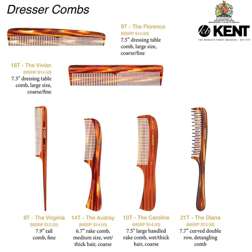 Vista 7 de Kent Peine desenredante grande de tortuga 14T, dientes anchos para cabello largo y grueso, rizado y ondulado, peine desenredante para cabello húmedo