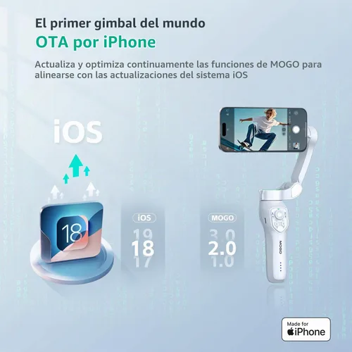 Vista 7 de COMITOK MOGO Only for iPhone, Gimbal Stabilizer for iPhone, [MFi Certified] Phone Gimbal with 360 Degree Face Tracking for Video Recording, NFC Pair