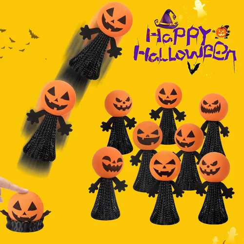 Vista 3 de Juguetes de fiesta de Halloween para niños y niñas – 24 piezas de juguete lanzador de primavera para saltar, juguete novedoso y animoso, premios