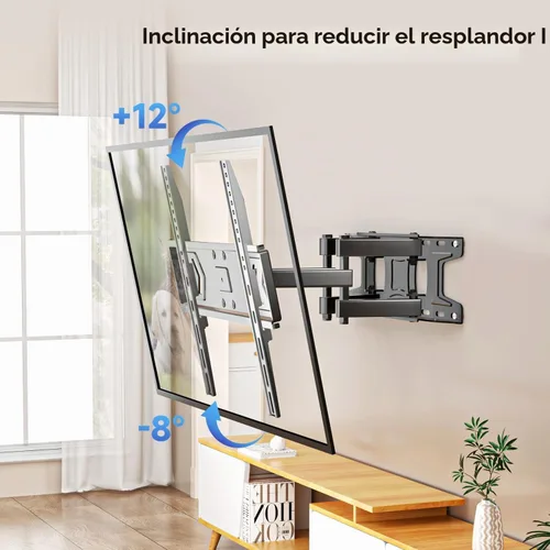 Vista 4 de Suptek Soporte de pared para TV de movimiento completo para televisores de 32 a 60 pulgadas, soporte ajustable giratorio e inclinable, brazos