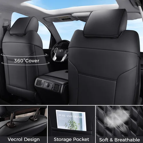 Vista 2 de Huidasource Fundas de asiento delantero para Dodge Ram 1500, 2 fundas de cojín de asiento de cuero impermeables, ajuste personalizado para Ram 1500